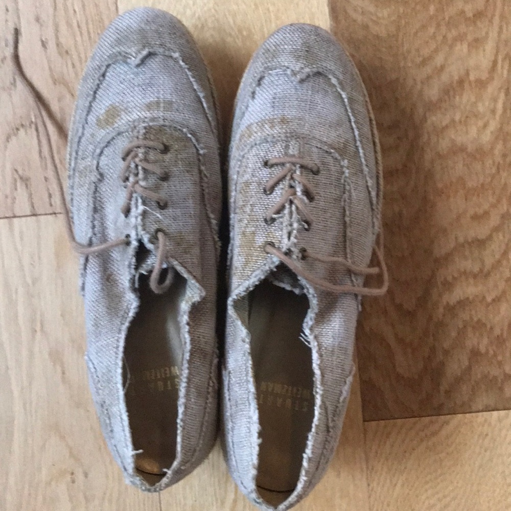 Stuart Weitzman linen sneaker wedges